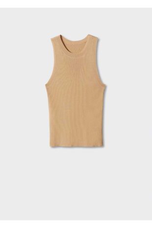 تی شرت قهوه ای زنانه مانگو 57010260