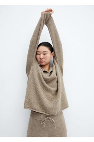 ست پیژامه قهوه ای فاق نرمال بلند زنانه مانگو 57064411