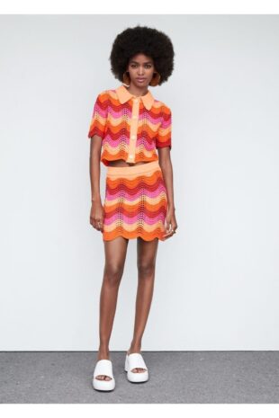 دامن نارنجی زنانه مانگو 57040250