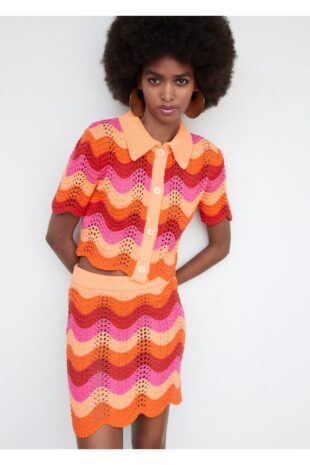 دامن نارنجی زنانه مانگو 57040250