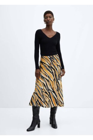 دامن قهوه ای زنانه مانگو 57055973