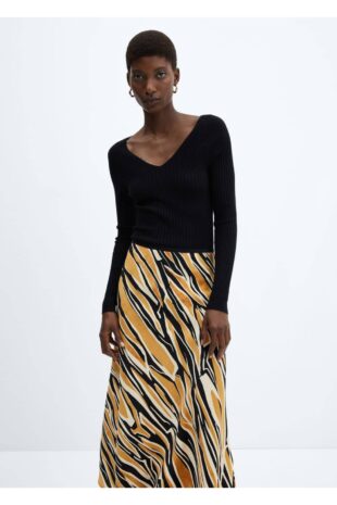 دامن قهوه ای زنانه مانگو 57055973