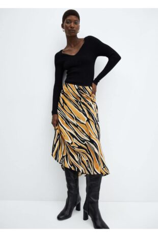 دامن قهوه ای زنانه مانگو 57055973