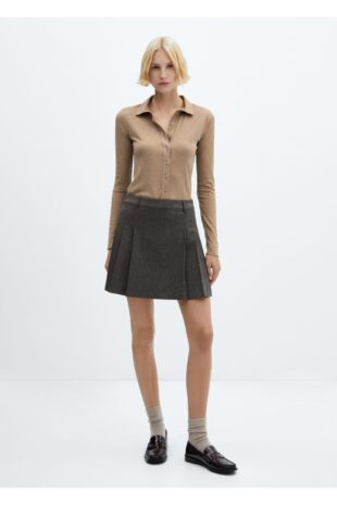 پیراهن قهوه ای زنانه مانگو 57075809