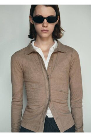 پیراهن قهوه ای زنانه مانگو 57075809