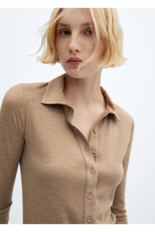 پیراهن قهوه ای زنانه مانگو 57075809