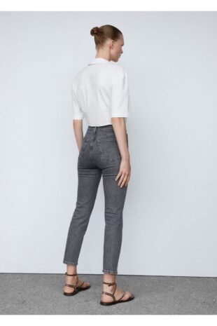 جین خاکستری فاق نرمال زنانه مانگو 57057713