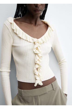 ژاکت سفید زنانه مانگو 57077717