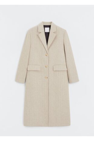 پالتو بژ زنانه مانگو 57076020