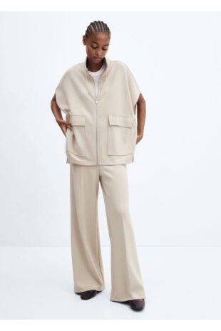 شلوار بژ فاق نرمال زنانه مانگو 57017718