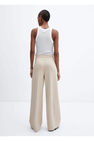 شلوار بژ فاق نرمال زنانه مانگو 57017718