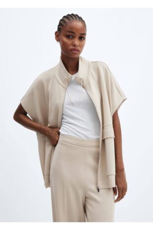 شلوار بژ فاق نرمال زنانه مانگو 57017718