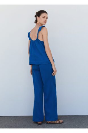 شلوار آبی فاق نرمال زنانه مانگو 57050101