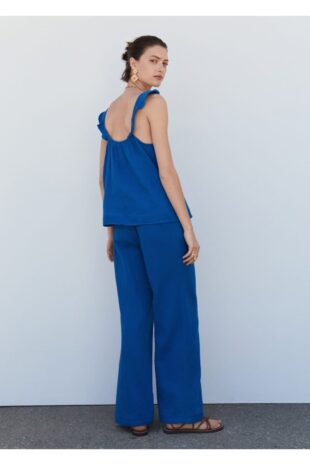 شلوار آبی فاق نرمال زنانه مانگو 57050101