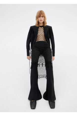 شلوار سیاه فاق نرمال زنانه مانگو 57086011