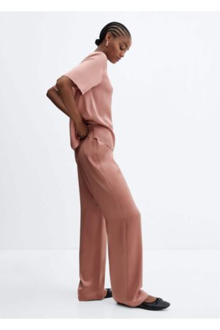 شلوار صورتی فاق نرمال زنانه مانگو 57005982