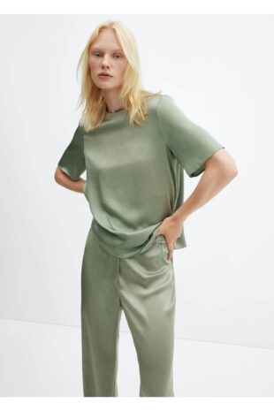 شلوار سبز فاق نرمال زنانه مانگو 57005982