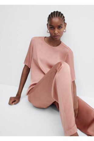 شلوار صورتی فاق نرمال زنانه مانگو 57005982