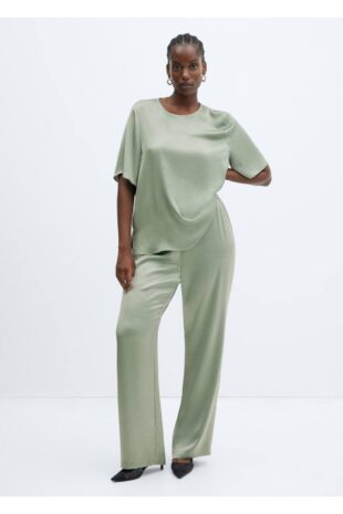 شلوار سبز فاق نرمال زنانه مانگو 57005982