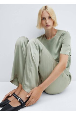 شلوار سبز فاق نرمال زنانه مانگو 57005982