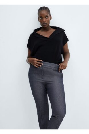 شلوار آبی فاق نرمال زنانه مانگو 57006729