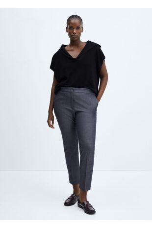 شلوار آبی فاق نرمال زنانه مانگو 57006729