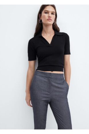 شلوار آبی فاق نرمال زنانه مانگو 57006729