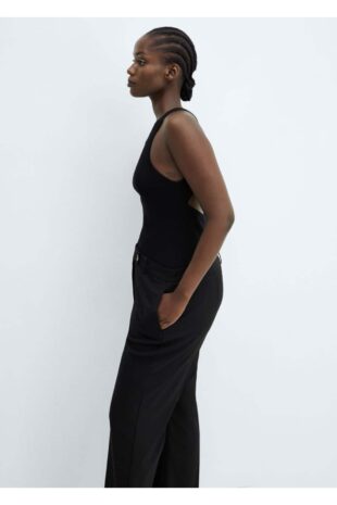 شلوار سیاه فاق نرمال زنانه مانگو 57026727