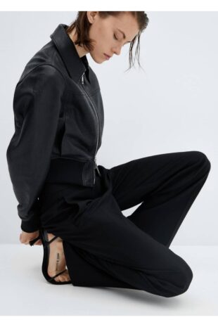 شلوار سیاه فاق نرمال زنانه مانگو 57026727