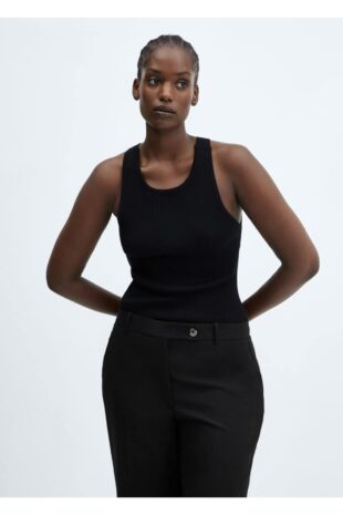 شلوار سیاه فاق نرمال زنانه مانگو 57026727