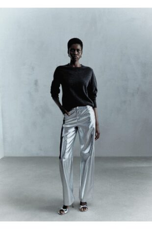 شلوار نقره اي فاق نرمال زنانه مانگو 57066726