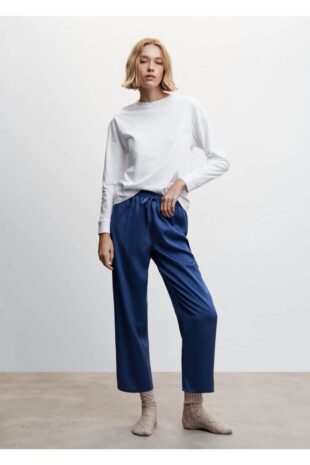 پیژامه سفید فاق نرمال زنانه مانگو 47024045