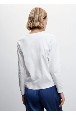 پیژامه سفید فاق نرمال زنانه مانگو 47024045
