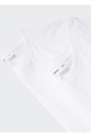 پیژامه سفید فاق نرمال زنانه مانگو 47024045