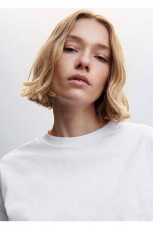 پیژامه سفید فاق نرمال زنانه مانگو 47024045