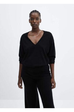 شلوار سیاه فاق نرمال زنانه مانگو 57075793