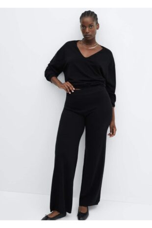 شلوار سیاه فاق نرمال زنانه مانگو 57075793