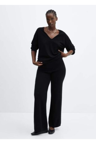 شلوار سیاه فاق نرمال زنانه مانگو 57075793