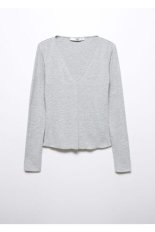 تی شرت خاکستری زنانه مانگو 57085984