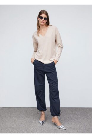 تی شرت بژ زنانه مانگو 57014404