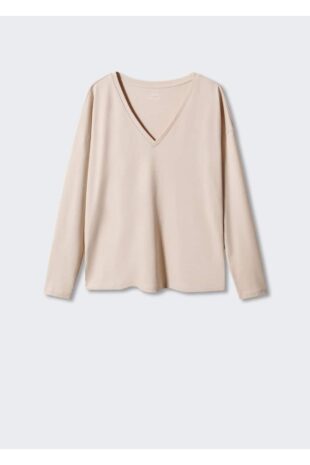 تی شرت بژ زنانه مانگو 57014404