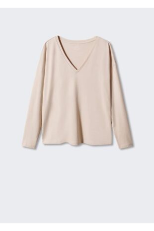 تی شرت بژ زنانه مانگو 57014404