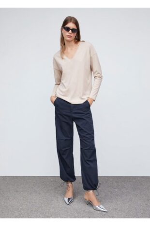 تی شرت بژ زنانه مانگو 57014404