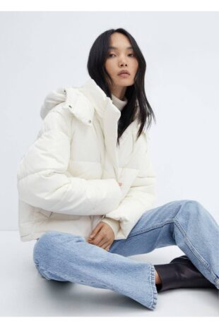 پالتو سفید زنانه مانگو 57087708