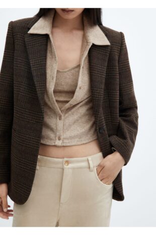 ژاکت قهوه ای زنانه مانگو 57067733