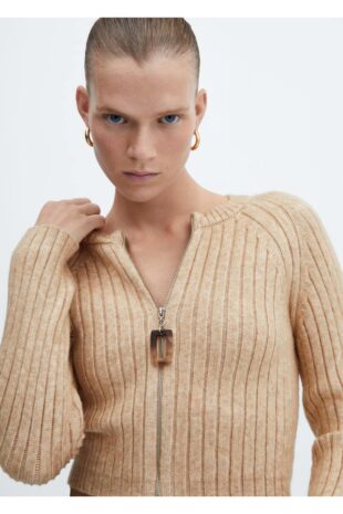 ژاکت قهوه ای زنانه مانگو 57015810