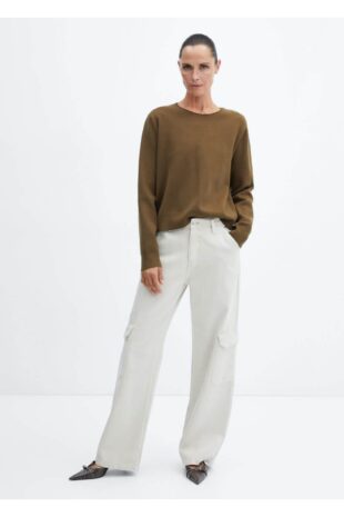 بافت خاکی زنانه مانگو 57057724