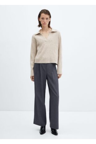 بافت بژ زنانه مانگو 57005799