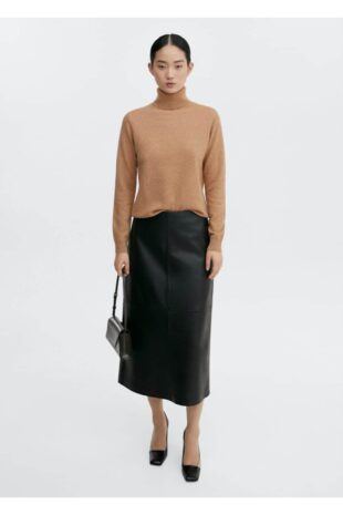 بافت قهوه ای زنانه مانگو 57005802