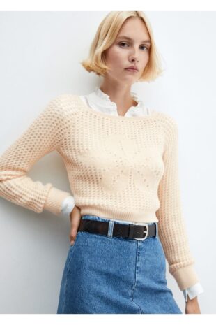 بافت بژ زنانه مانگو 57086727